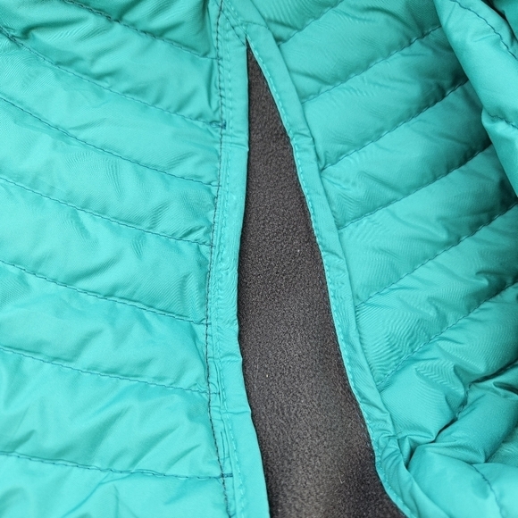 Eddie Bauer teal stormdown 800 mid-length down hooded lightweight coat XS - Picture 10 of 13